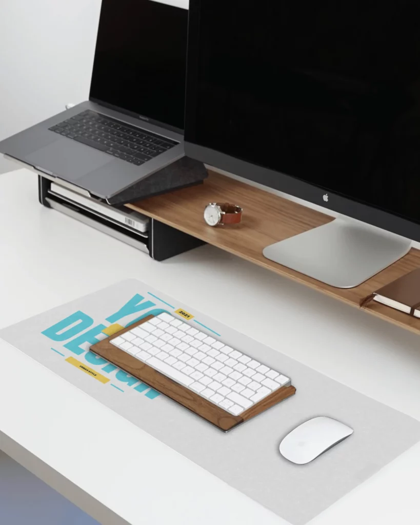gaming pad mockup below pc table 