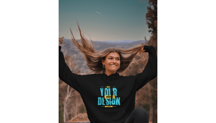 girl black hoody template