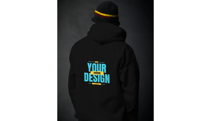 round hat black hoodie template back