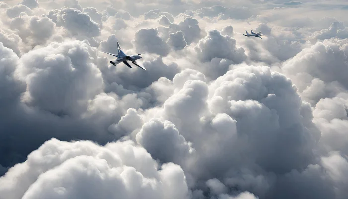 a cloud with planes - best midjourney prompts