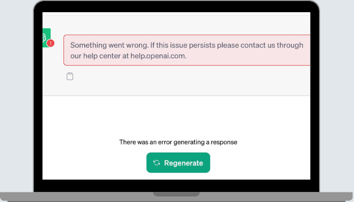 something wrong message when chatgpt is down