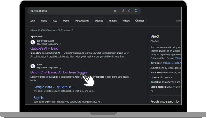 click on google bard ai website