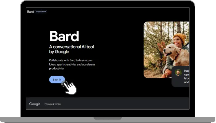 click sign in option to access google bard ai