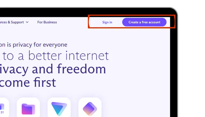 create a free account on the proton website