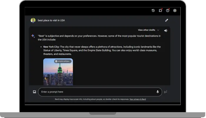 prompt response in google bard ai