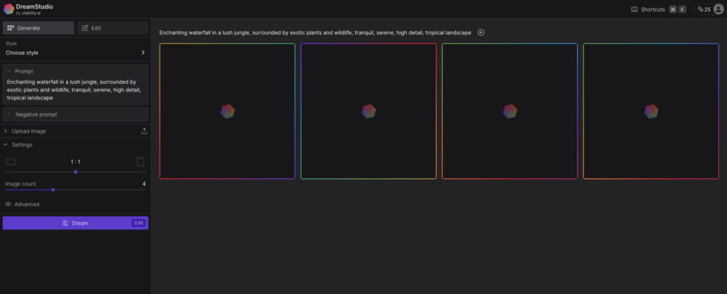 DreamStudio Ai Interface