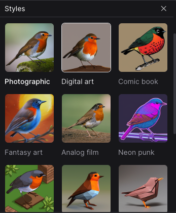Image Styles from DreamStudio by Stability Ai