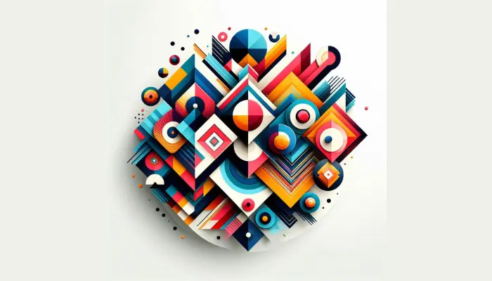 design with vibrant geometric shapes against a white backdrop
