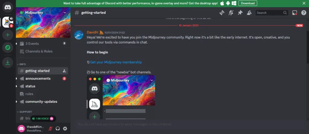 midjourney interface
