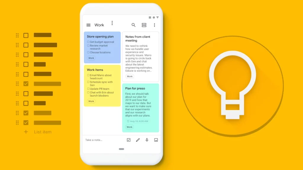 Google Keep - notion ai alternative