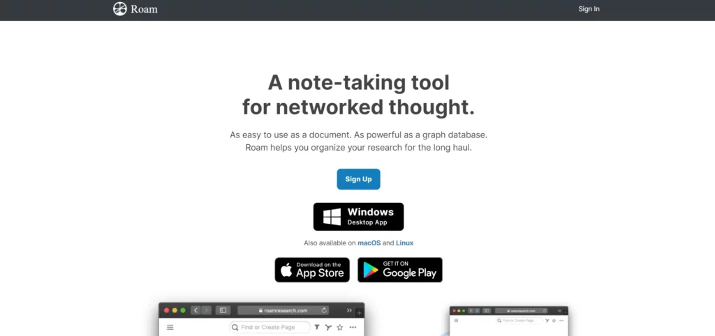 Roam Research - alternatives to notion