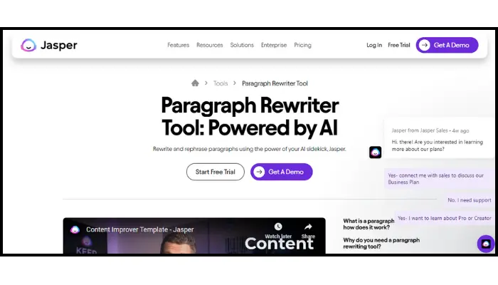 jasper ai - best ai paraphrasing tool