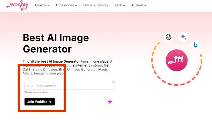 join waitlist for mockey image generator
