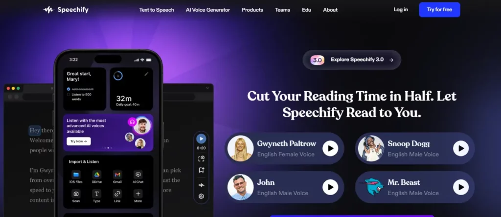 speechify - elevenlabs alternative
