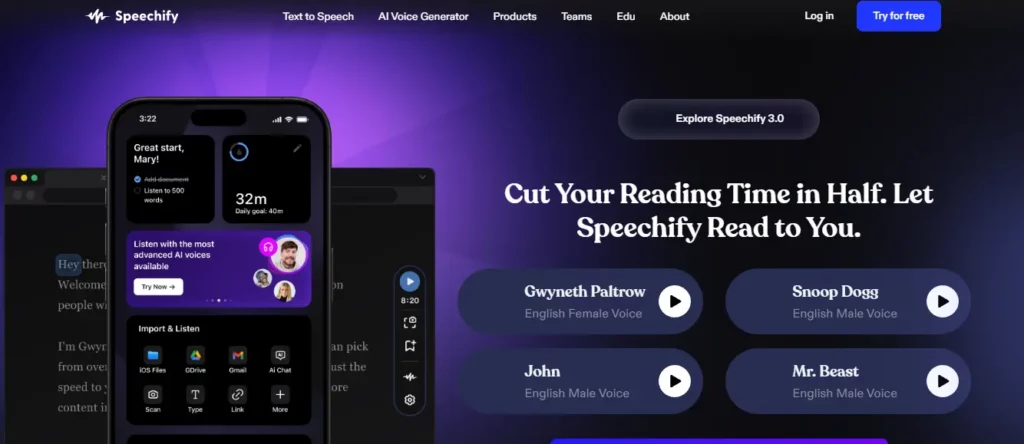 speechify - fakeyou alternative