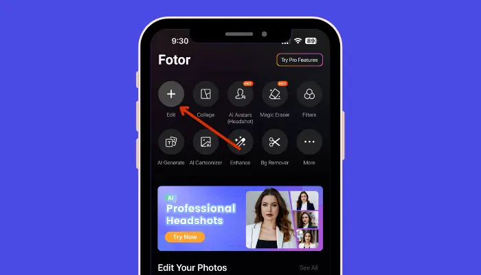 upload your photo by clicking edit option