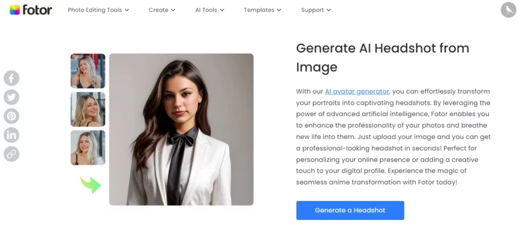 fotor - professional headshot ai generator