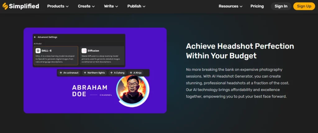 Simplified - ai professional headshot generator