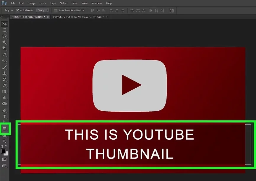 add rectangle behind text for youtube thumbnail size photoshop