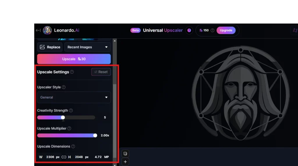 adjust setting on universal upscaler