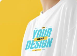 T-shirt mockup featuring a beautiful woman against a vibrant yellow background