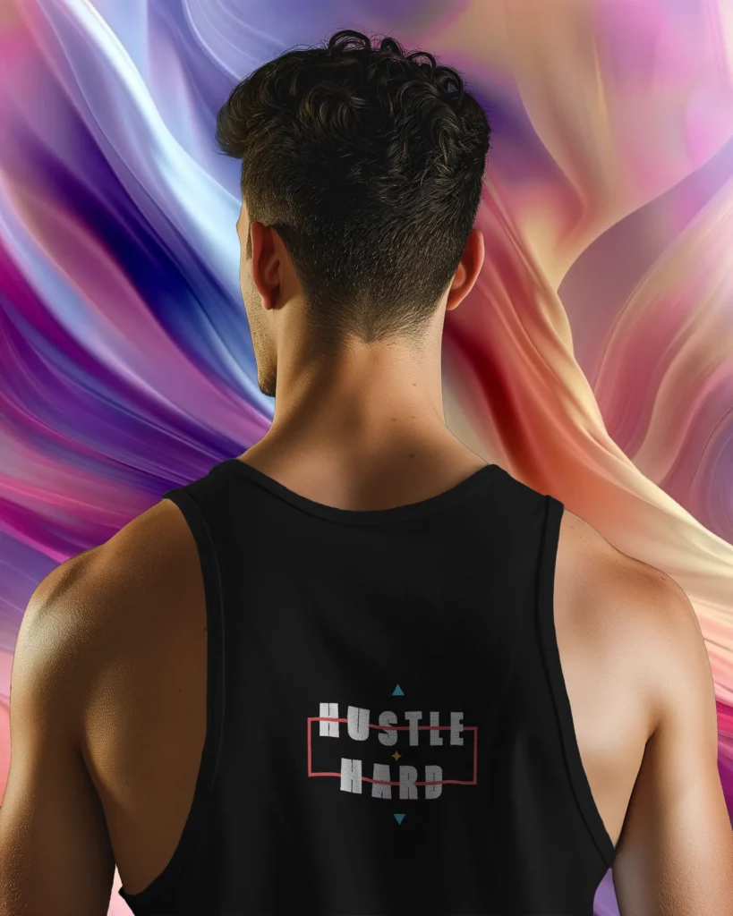 back view of man wearing tanktop mockup