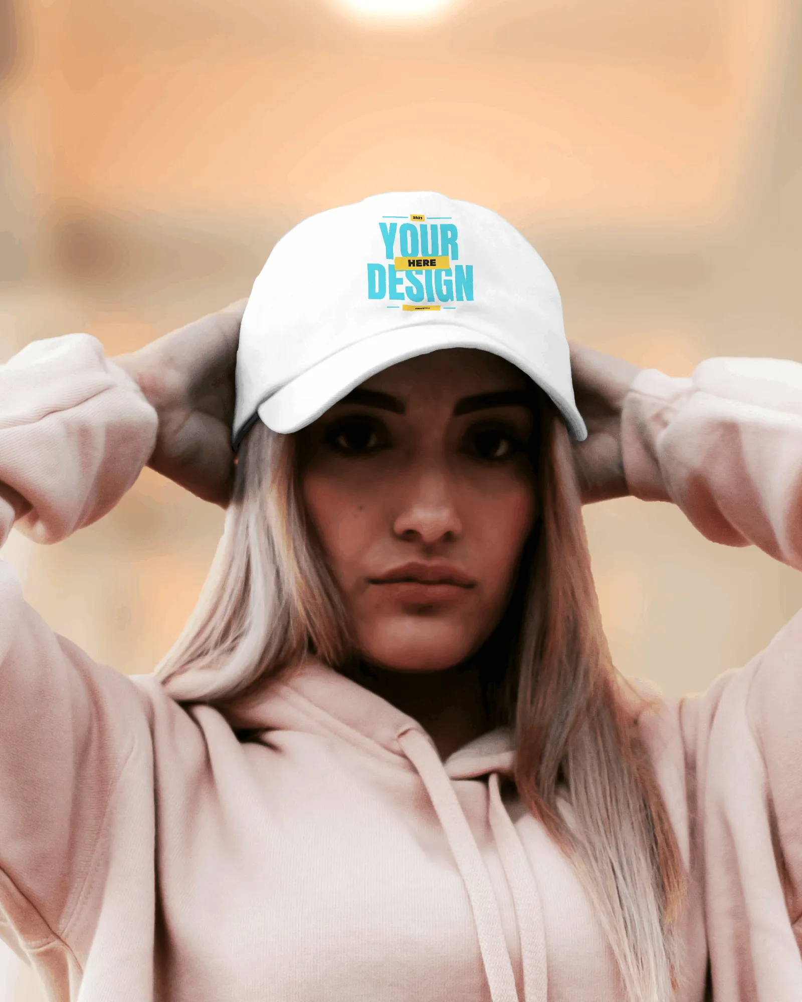 women wearing white cap mockup