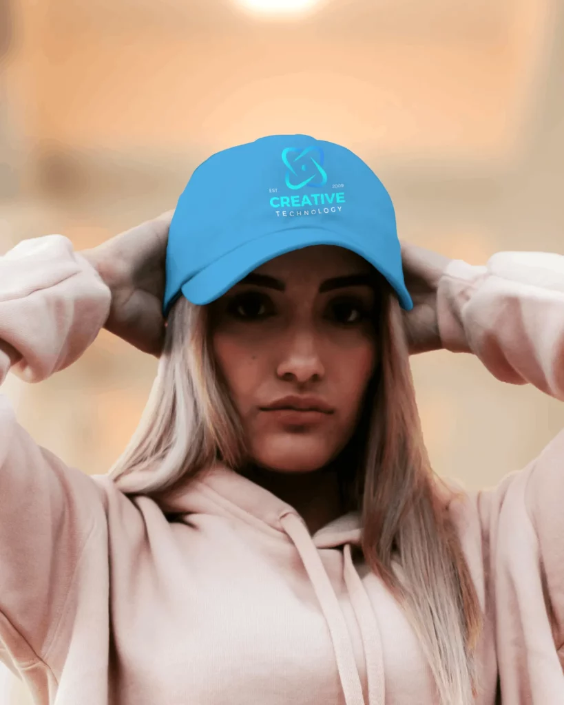 women wearing blue cap mockup