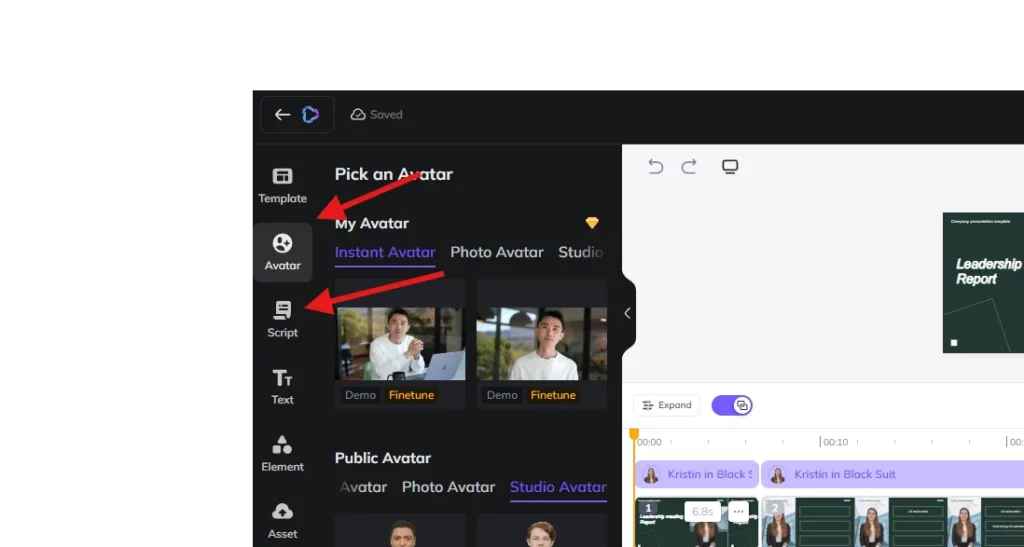 choose script in heygen ai video generator
