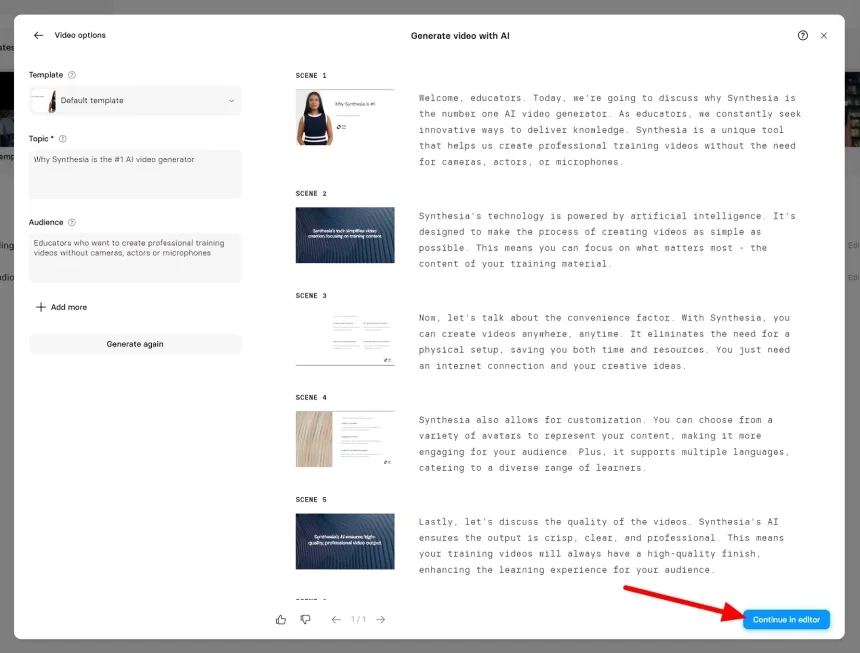 click continue in editor