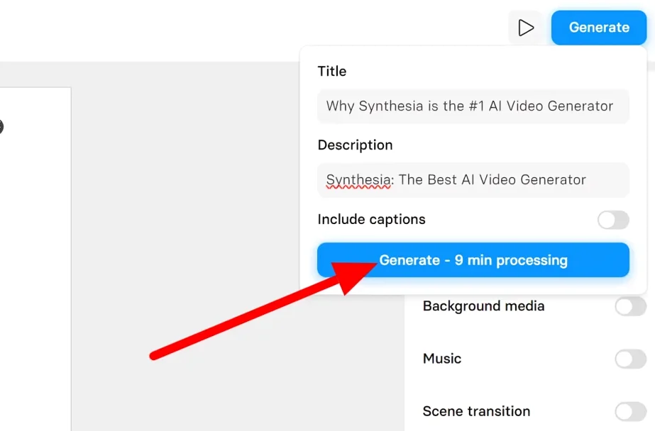 click generate video in synthesia