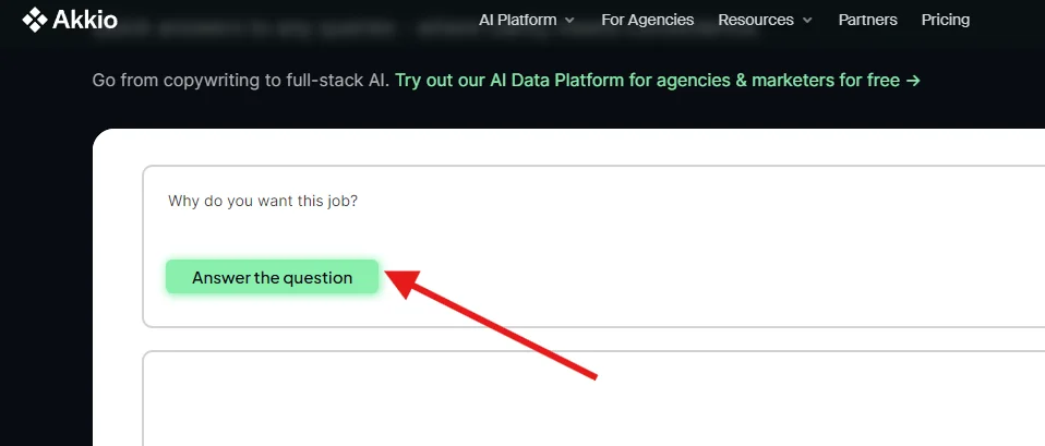 click on answer the question - akkio one of the best ai answer generators