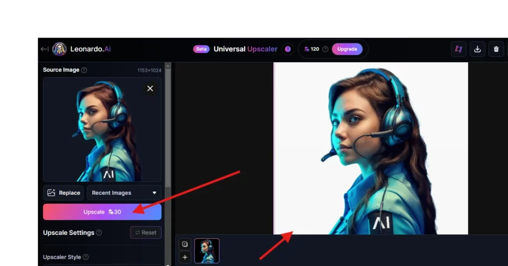 click on upscale