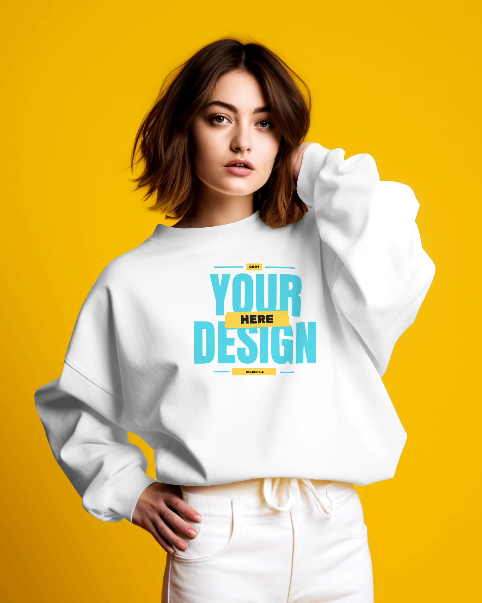 cool woman sweatshirt mockup