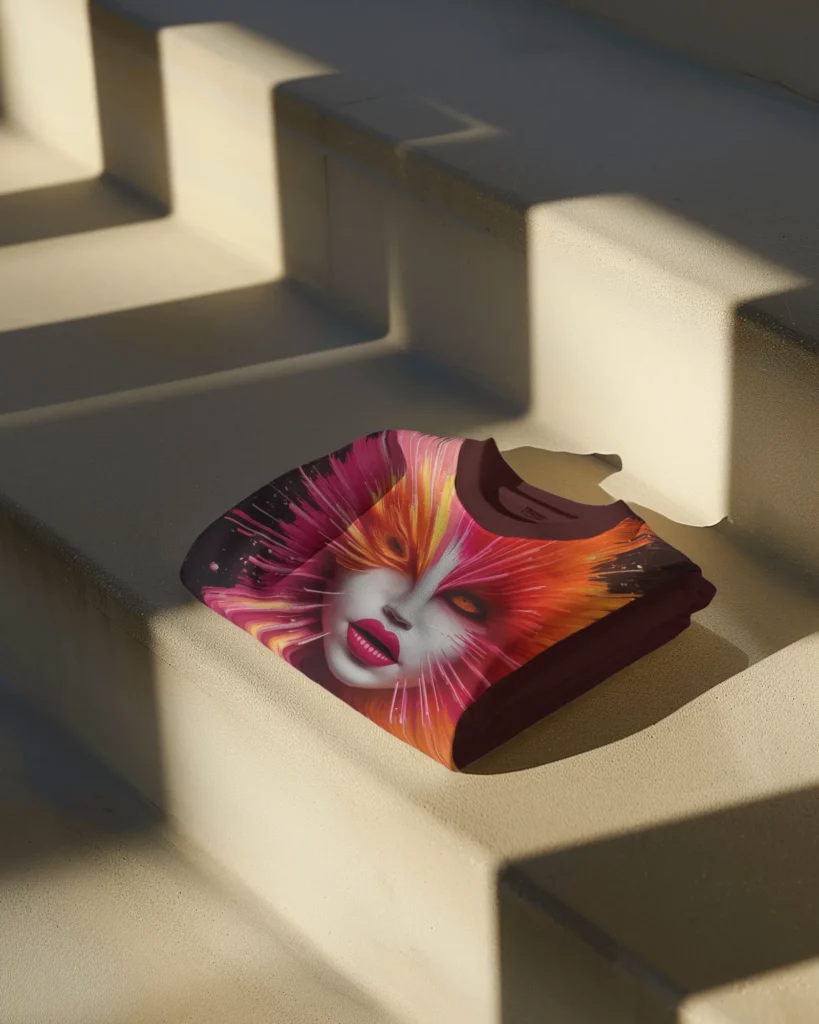 folded sweatshirt small mockup on stairs