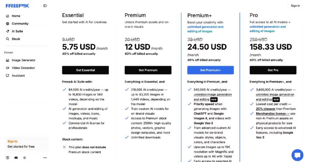 freepik pricing