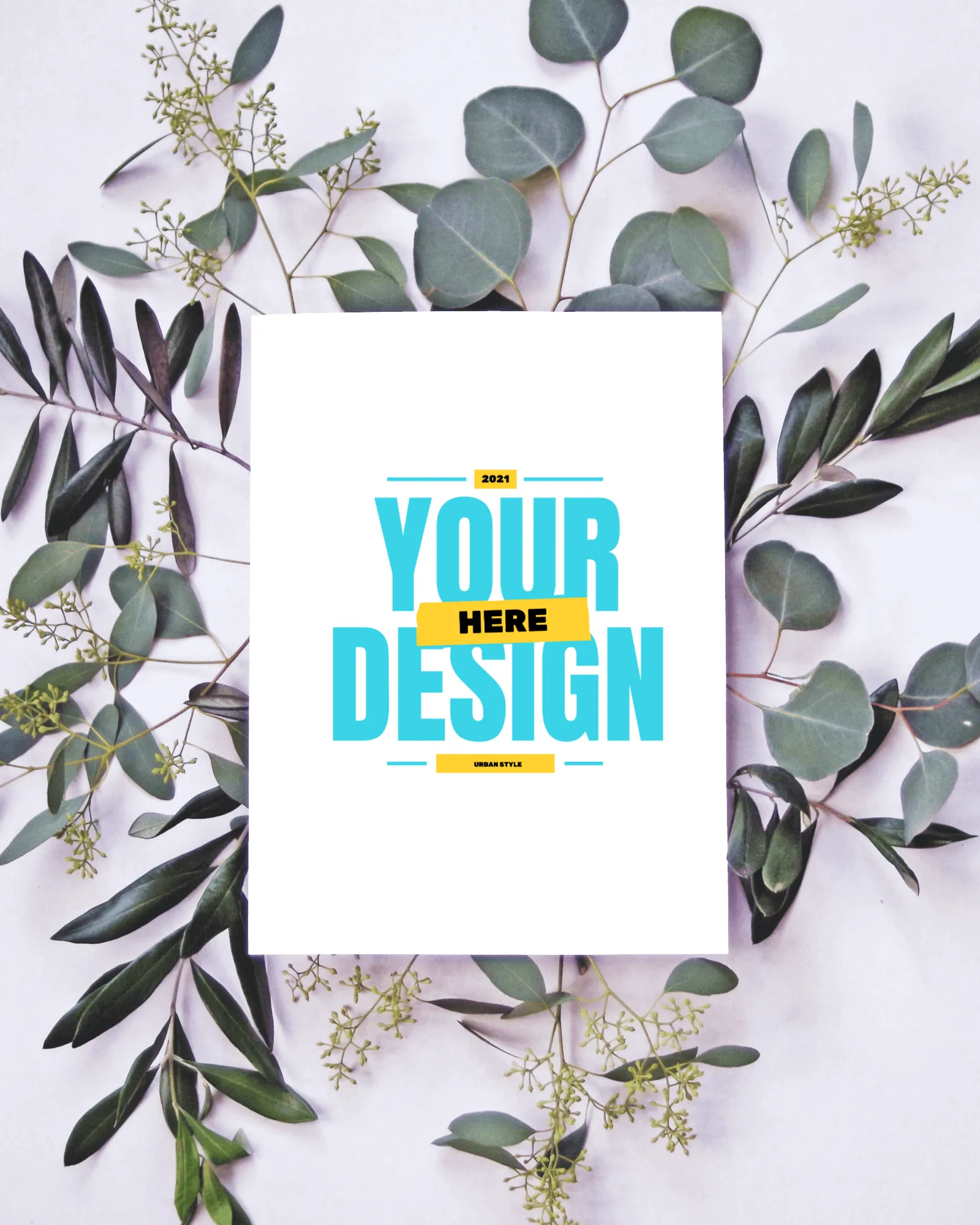 greeting card mockup on leaves