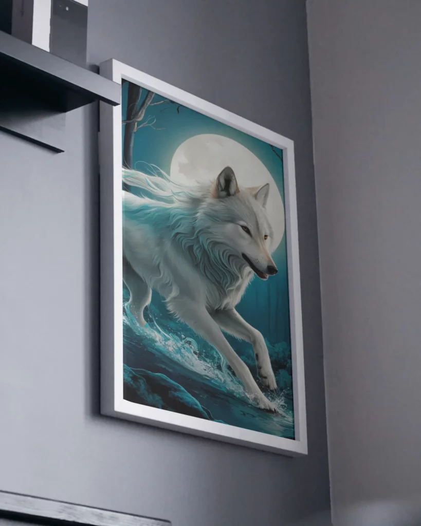 poster mockup in the corner of room