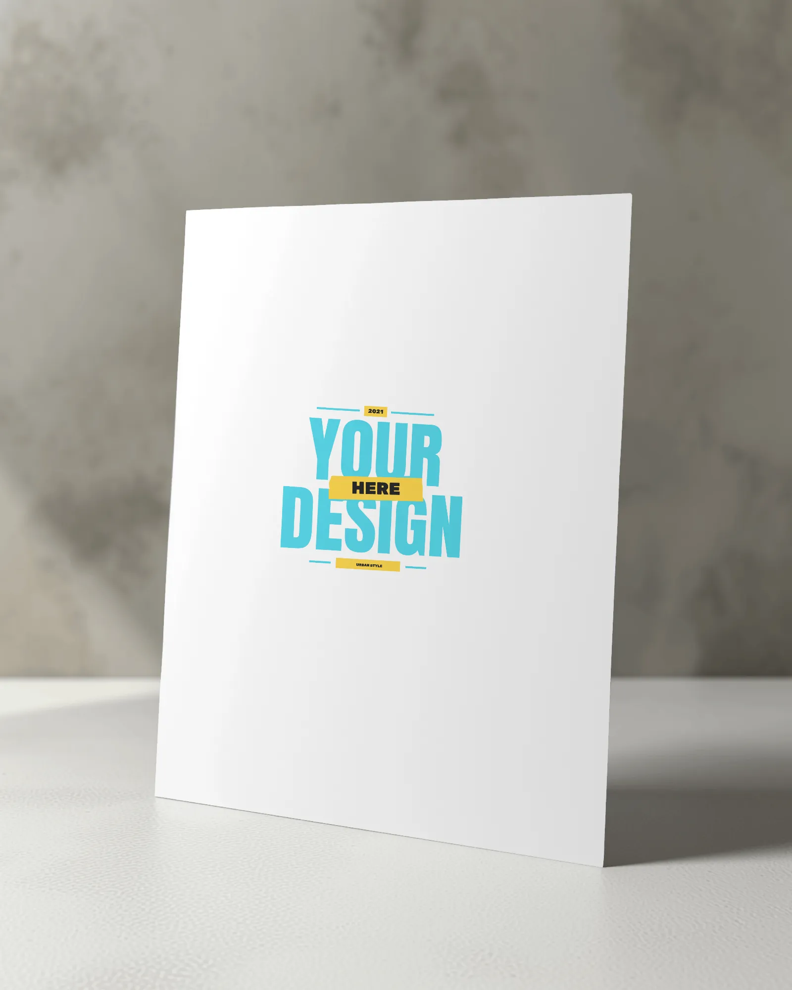 poster mockup standing on plain surface