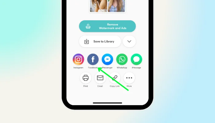 select facebook from the options - how to make a collage on facebook with iphone
