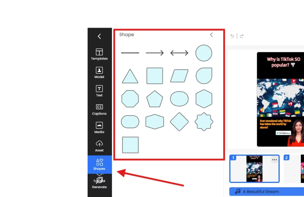 shapes tab