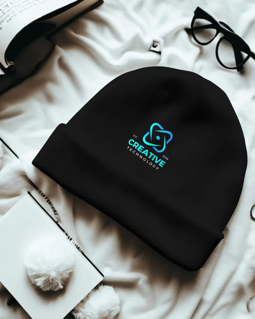 small beanie mockup on cloth sheet 0013