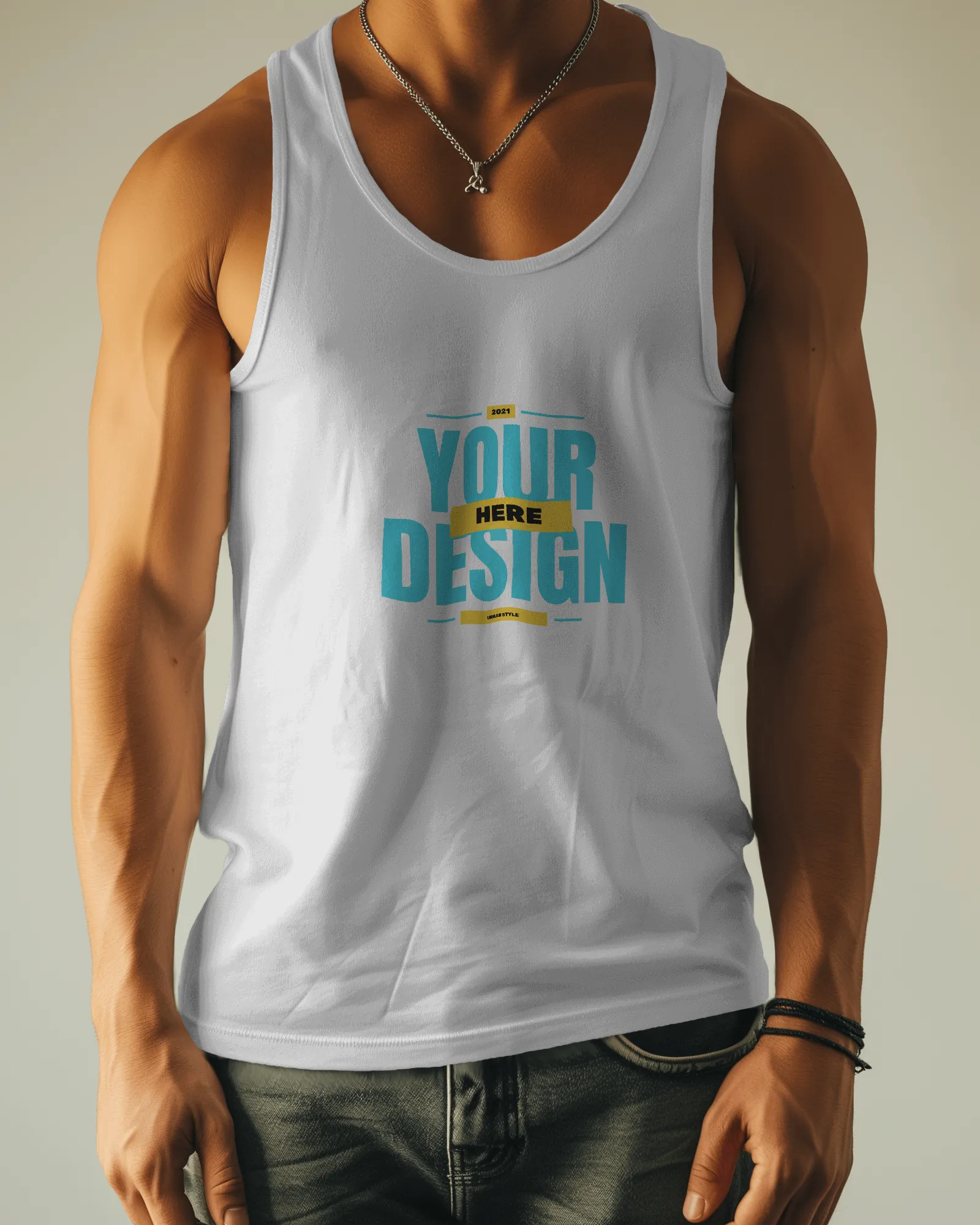 tanktop mockup on a man