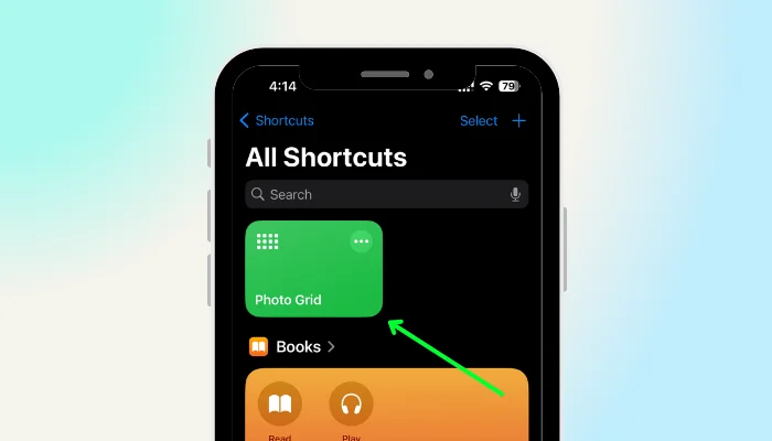 under all shortcuts find photo grid - how to make a photo collage on iphone