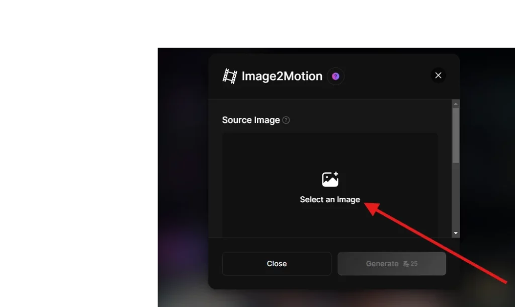 upload an image in image2motion tab - how to use leonardo ai