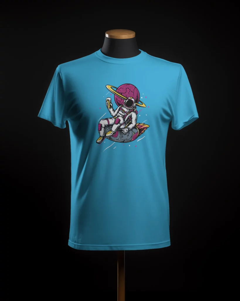 t shirt mockup on a headless mannequin in front of black screen