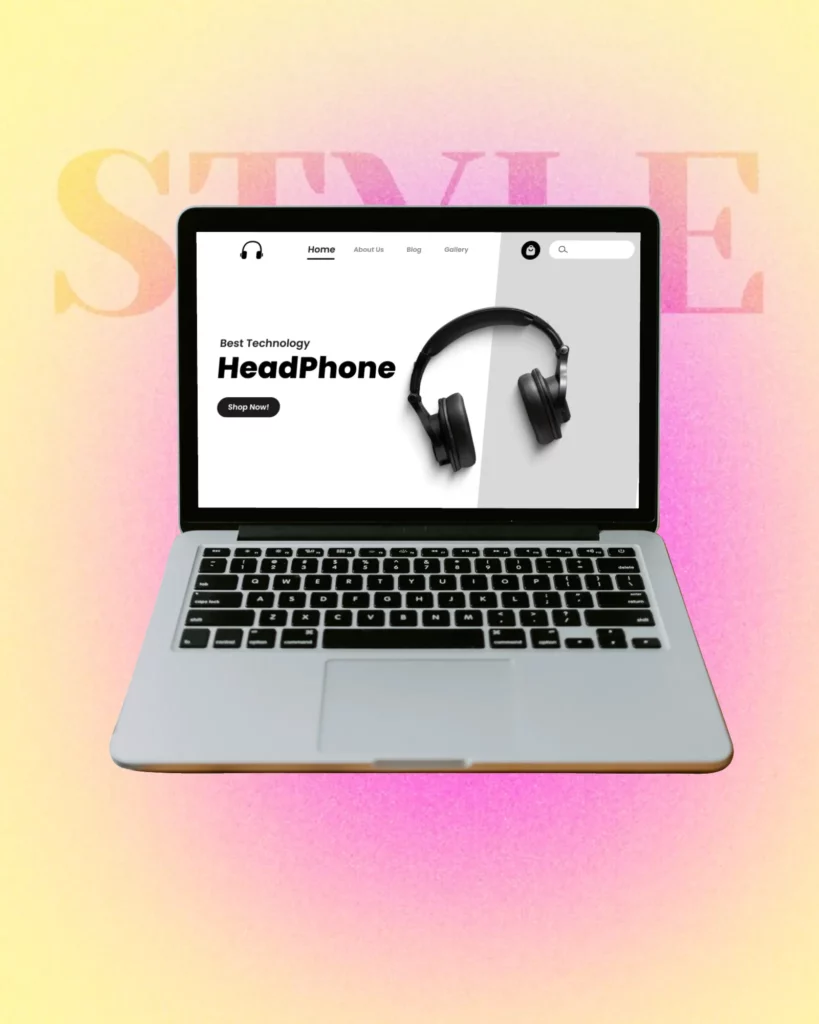 Mockup of a Laptop on style background