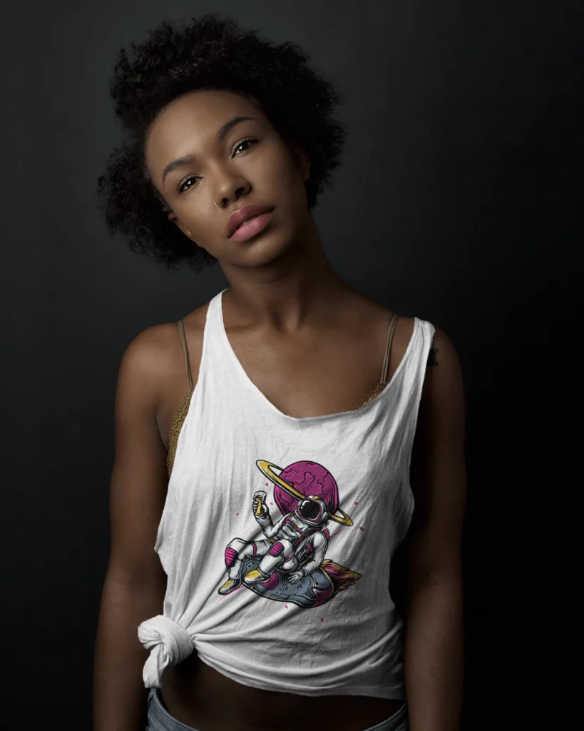 front view of women wearing tanktop mockup