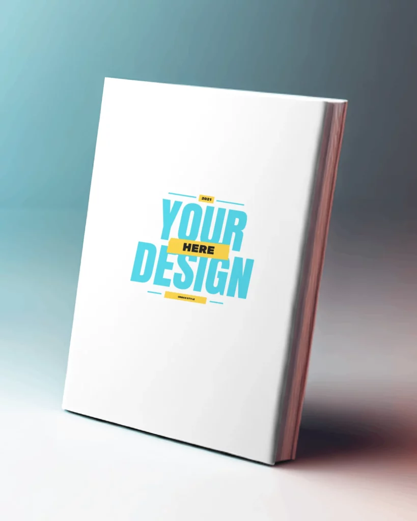book standing on a tilted angle mockup