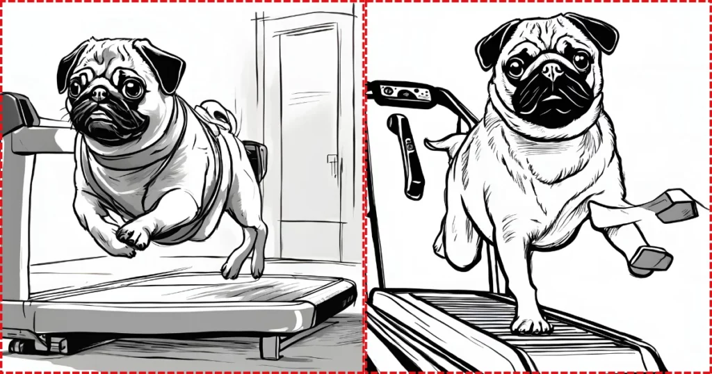 sketch a pug running on a treadmill random drawing prompt